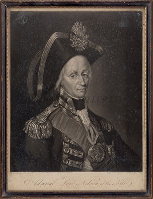 Lot 124 - A MEZZOTINT ENGRAVING OF “ADMIRAL LORD NELSON OF THE NILE” AFTER MATTHEW KEYMER