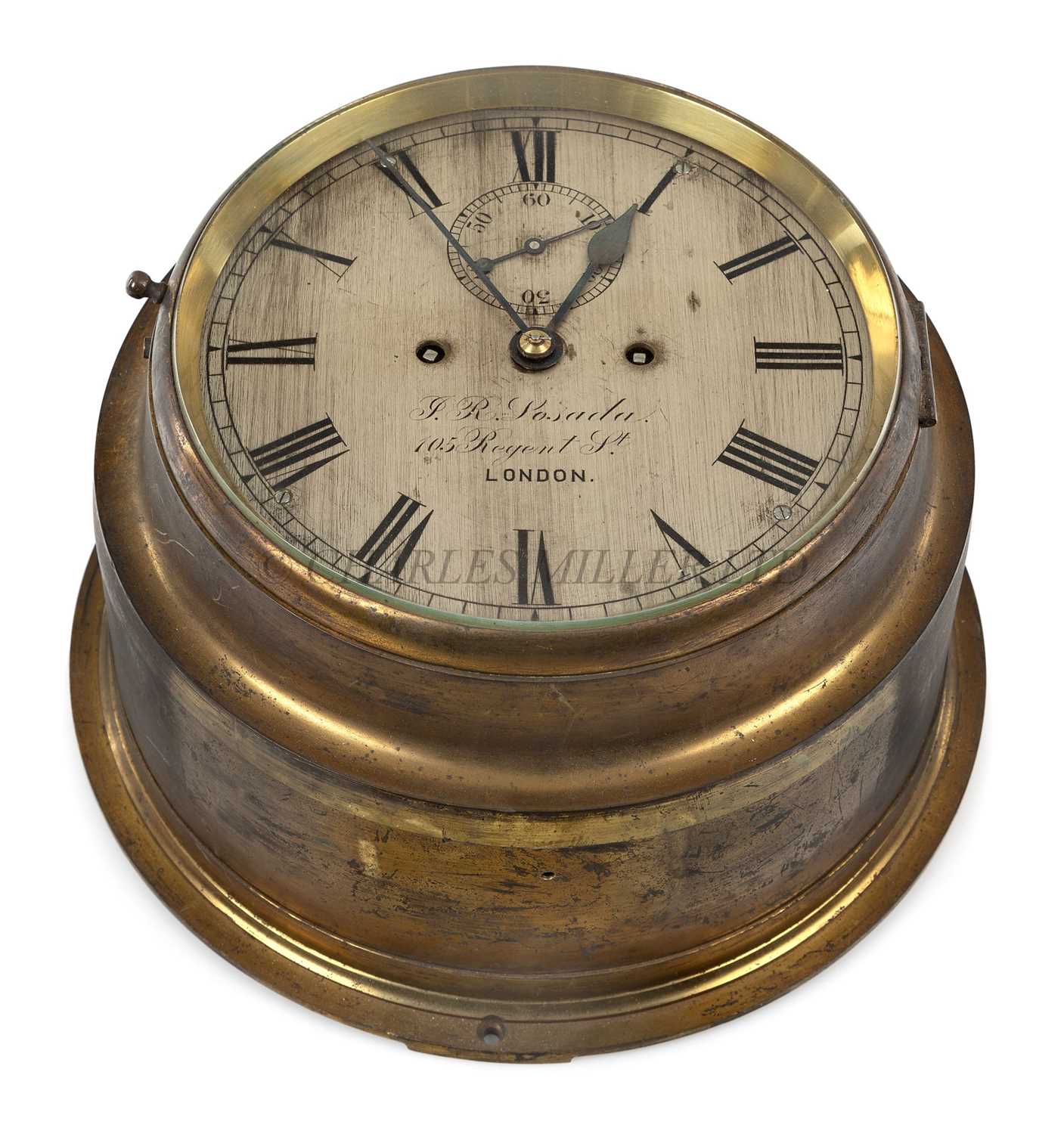 Lot 283 - A FINE SHIP'S BELL BULKHEAD CLOCK INCORPORATING THE SEQUENCE FOR THE 'DOG WATCHES' BY J.R. LOSADA, LONDON, CIRCA 1870