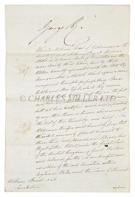 Lot 51 - A GRANT OF PATENT FOR A 'NEW FORM OF PADDLE WHEEL' SIGNED BY GEORGE IV, 1828