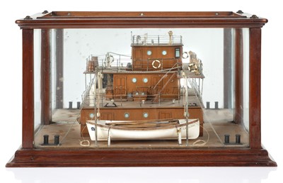 Lot 60 - AN UNUSUAL MIRROR-BACKED DIORAMA MODEL OF A BRIDGE SECTION FOR A STEAM SHIP, CIRCA 1880