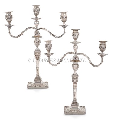 Lot 107 - A PAIR OF GEORGE III SILVER CANDLESTICKS