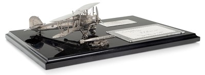 Lot 243 - A MODERN SILVER MODEL OF A FAIREY SWORDFISH COMMEMORATING THE ATTACK ON 'SCHARNHORST' 12TH FEBRUARY 1942