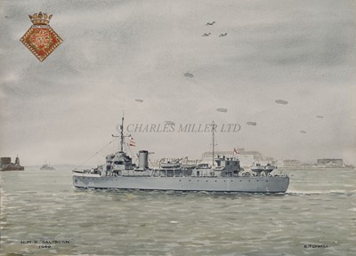 Lot 258 - δ ERIC TUFNELL (BRITISH, 1888-1978) - H.M. SHIPS 'APOLLO'; 'SALTBURN'; 'RALEIGH'; AND ABERCROMBIE, A COLLECTION OF 4 WATERCOLOURS