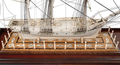 Lot 18 - Ø A FINE AND RARE WHALEBONE MODEL OF A WHALING SHIP, CIRCA 1820