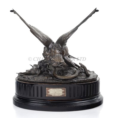 Lot 95 - A BRONZE SCULPTURE PRESENTED TO THE EAGLE OIL AND SHIPPING CO. LTD.
