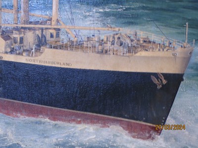 Lot 98 - δ ROBERT G. LLOYD (BRITISH, B. 1969) - NEW ZEALAND SHIPPING COMPANY 'NORTHUMBERLAND' AT SEA, 1956