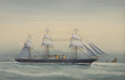 Lot 188 - WILLIAM DAVISON, (BRITISH, 1808-1870): THE 'WARRIOR' CLASS IRONCLAD H.M.S. 'BLACK PRINCE' UNDERWAY