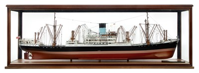 Lot 67 - A BUILDER'S-STYLE MODEL FOR THE ALFRED HOLT (BLUE FUNNEL) LINE PASSENGER-CARGO SHIP M.V. 'ANCHISES' [1947]