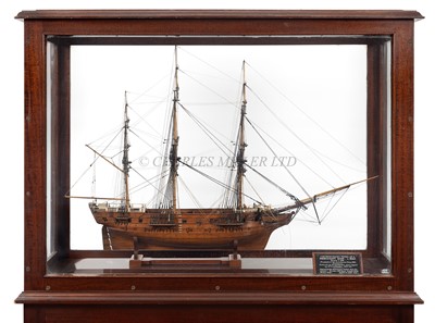 Lot 20 - Ø A RARE WOOD AND WHALEBONE MOUNTED DOCKYARD APPRENTICE MODEL FOR A WHALER, CIRCA 1820