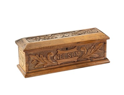 Lot 148 - A PEN BOX MADE FROM TIMBER RECOVERED FROM H.M.S 'FOUDROYANT'