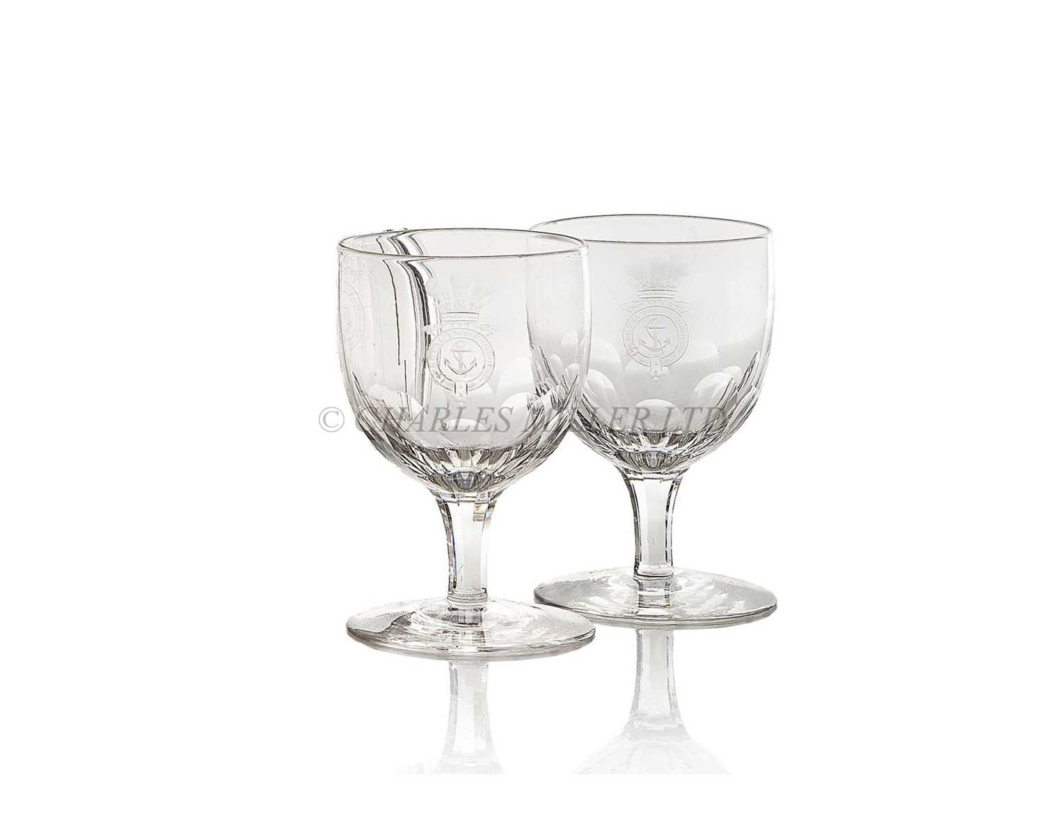 Lot 203 - TWO WATER GLASSES FROM THE ROYAL YACHT 'OSBORNE', CIRCA 1890