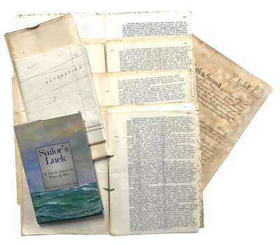 Lot 215 - REAR ADMIRAL DICKENSON HALL MANUSCRIPT DRAFTS FOR 'SAILOR'S LUCK'