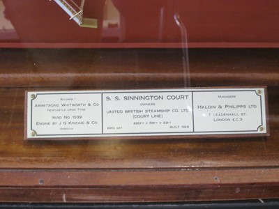 Lot 64 - A BUILDER'S-STYLE MODEL BY NORMAN HILL FOR THE S.S. 'SINNINGTON COURT', ORIGINALLY BUILT BY ARMSTRONG, WHITWORTH & CO. FOR THE UNITED BRITISH SS. CO., 1928