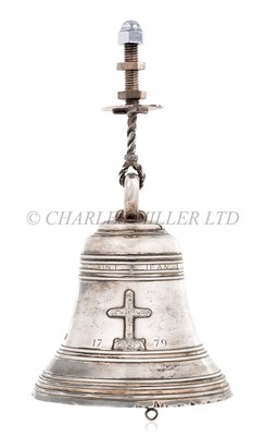 Lot 128 - A COMMEMORATIVE SILVER BELL FOR H.M.S 'LUTINE', CIRCA 1962