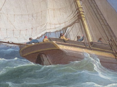 Lot 9 - ATTRIBUTED TO THOMAS WHITCOMBE (1763-1824) - STUDY OF A CUTTER LEAVING THE HARBOUR