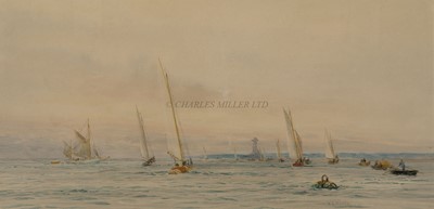 Lot 36 - WILLIAM LIONEL WYLLIE (BRITISH, 1851-1931) - THE ISLE OF WIGHT FROM PORTSMOUTH