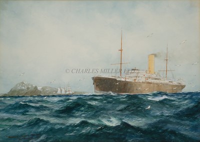 Lot 66 - WILLIAM MINSHALL BIRCHALL (BRITISH,  USA, 1884-1941) -THE NEW ZEALAND SHIPPING CO'S S.S. 'RUAHINE' PASSING CAPE HORN