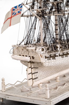 Lot 144 - EARLY 19TH CENTURY FRENCH NAPOLEONIC BEEF BONE PRISONER-OF-WAR SHIP MODEL