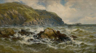 Lot 4 - THOMAS ROSE MILES (BRITISH, 1844-1916) - A BRISK SEA IN GALWAY BAY