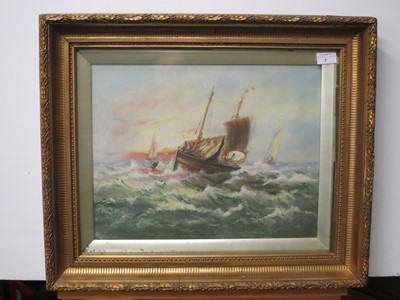 Lot 7 - THOMAS EDWARD WATERS (19TH-20TH CENTURY) - FISHING BOATS OFF SUNDERLAND POINT, LANCASTER