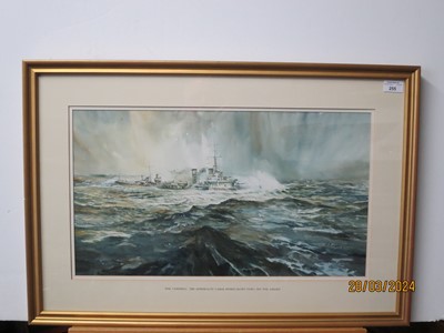 Lot 255 - δ BRIAN ENTWISTLE (BRITISH, 20TH CENTURY) - H.M.S. 'CAMPBELL' STEAMING OFF THE FAROES IN WORLD WAR II