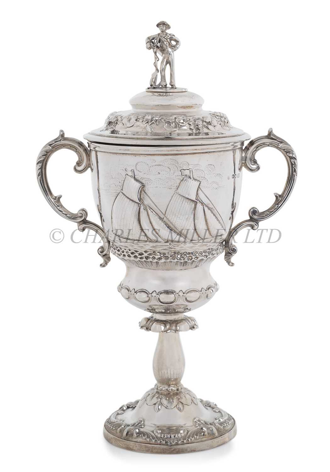 Lot 32 - A 19TH CENTURY SILVER YACHTING TROPHY