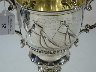 Lot 32 - A 19TH CENTURY SILVER YACHTING TROPHY