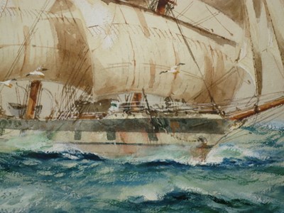 Lot 46 - WILLIAM MINSHALL BIRCHALL (BRITISH, USA, 1884-1941) - A SHIP OF THE EIGHTIES