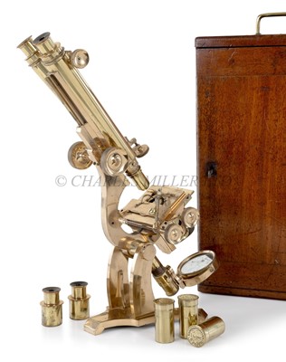 Lot 298 - A FINE BINOCULAR MICROSCOPE BY EDMUND WHEELER, LONDON, CIRCA 1870