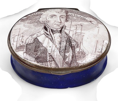 Lot 165 - A RARE BILSTONWARE 'NELSON' PATCHBOX, CIRCA 1800