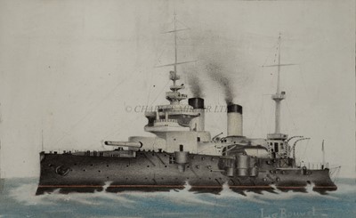 Lot 192 - FRENCH SCHOOL (LATE 19TH CENTURY) - STUDY OF THE FRENCH BATTLESHIP BOUVET, CIRCA 1898