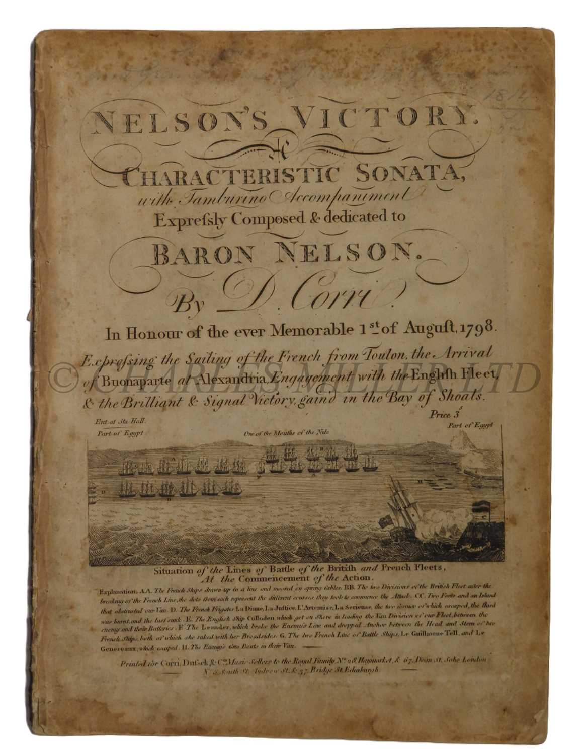 Lot 202 - SHEET MUSIC BY D. CORRI COMMEMORATING NELSON'S VICTORY AT THE BATTLE OF THE NILE