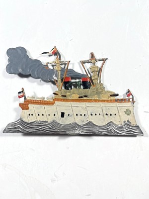 Lot 100 - COLLECTION OF GERMAN LEAD TOY LIGHTHOUSE AND BATTLESHIPS, CIRCA 1890