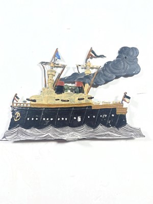 Lot 100 - COLLECTION OF GERMAN LEAD TOY LIGHTHOUSE AND BATTLESHIPS, CIRCA 1890