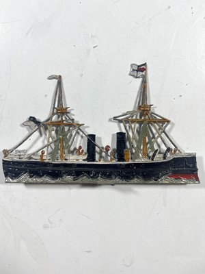 Lot 100 - COLLECTION OF GERMAN LEAD TOY LIGHTHOUSE AND BATTLESHIPS, CIRCA 1890