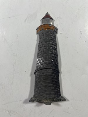 Lot 100 - COLLECTION OF GERMAN LEAD TOY LIGHTHOUSE AND BATTLESHIPS, CIRCA 1890