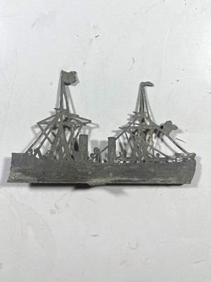 Lot 100 - COLLECTION OF GERMAN LEAD TOY LIGHTHOUSE AND BATTLESHIPS, CIRCA 1890