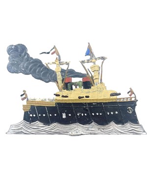 Lot 100 - COLLECTION OF GERMAN LEAD TOY LIGHTHOUSE AND BATTLESHIPS, CIRCA 1890