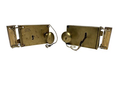 Lot 163 - TWO FRENCH BRASS "MARINE" DOOR LOCKS, 19TH-20TH CENTURY