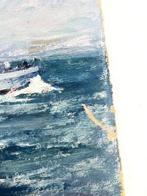 Lot 328 - δ SOREN BRUNOE (DANISH, 1916-1994) H.M.S. 'Dido' beating off air-attack, Mediterranean 1942