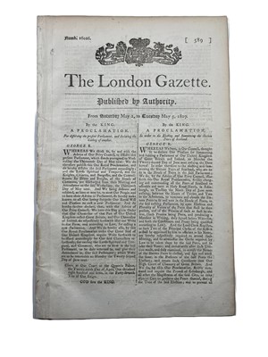 Lot 107 - LONDON GAZETTE COVERING DARDANELLES 1807