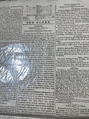 Lot 102 - A COPY OF THE GLOBE REPORTING H.M.S. 'JAVA' DESTROYED BY THE U.S.S. 'CONSTITUTION'
