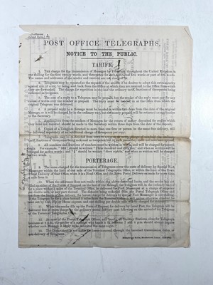 Lot 36 - A PAIR OF POST OFFICE TELEGRAMS REPORTING THE WRECKED ISLE OF MAN STEAMBOAT COMPANY STEAM SHIP DELAWARE, CIRCA 1872