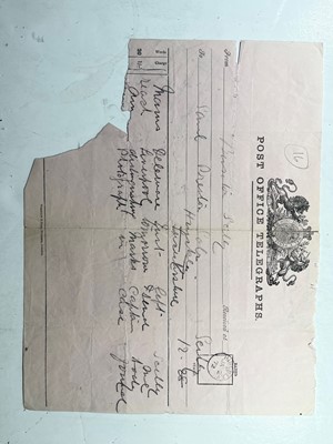 Lot 36 - A PAIR OF POST OFFICE TELEGRAMS REPORTING THE WRECKED ISLE OF MAN STEAMBOAT COMPANY STEAM SHIP DELAWARE, CIRCA 1872