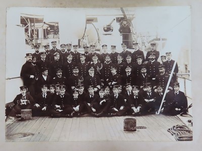 Lot 171 - AN INTERESTING PHOTOGRAPH ALBUM FROM H.M.S. 'CRESCENT' INCLUDING IMAGES TAKEN DURING THE CAPTAINCY OF H.R.H. DUKE OF YORK IN 1898