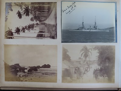 Lot 171 - AN INTERESTING PHOTOGRAPH ALBUM FROM H.M.S. 'CRESCENT' INCLUDING IMAGES TAKEN DURING THE CAPTAINCY OF H.R.H. DUKE OF YORK IN 1898