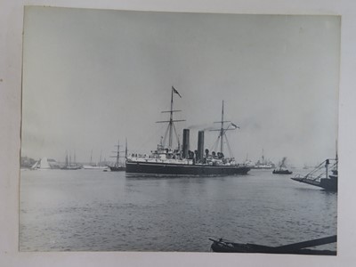 Lot 171 - AN INTERESTING PHOTOGRAPH ALBUM FROM H.M.S. 'CRESCENT' INCLUDING IMAGES TAKEN DURING THE CAPTAINCY OF H.R.H. DUKE OF YORK IN 1898