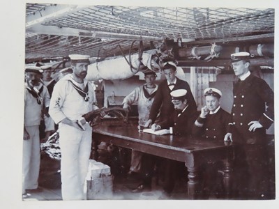 Lot 171 - AN INTERESTING PHOTOGRAPH ALBUM FROM H.M.S. 'CRESCENT' INCLUDING IMAGES TAKEN DURING THE CAPTAINCY OF H.R.H. DUKE OF YORK IN 1898