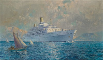 Lot 166 - δ VICTOR JULIAN TRIP (DUTCH, 1913-1975) - The Orient Steam Navigation Company's S.S. 'Oriana' off Hong Kong