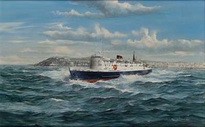 Lot 173 - δ ROBERT G. LLOYD (BRITISH, B. 1969) - The Isle of Mann Steam Packet Company's 'Lady of Mann', circa 1975